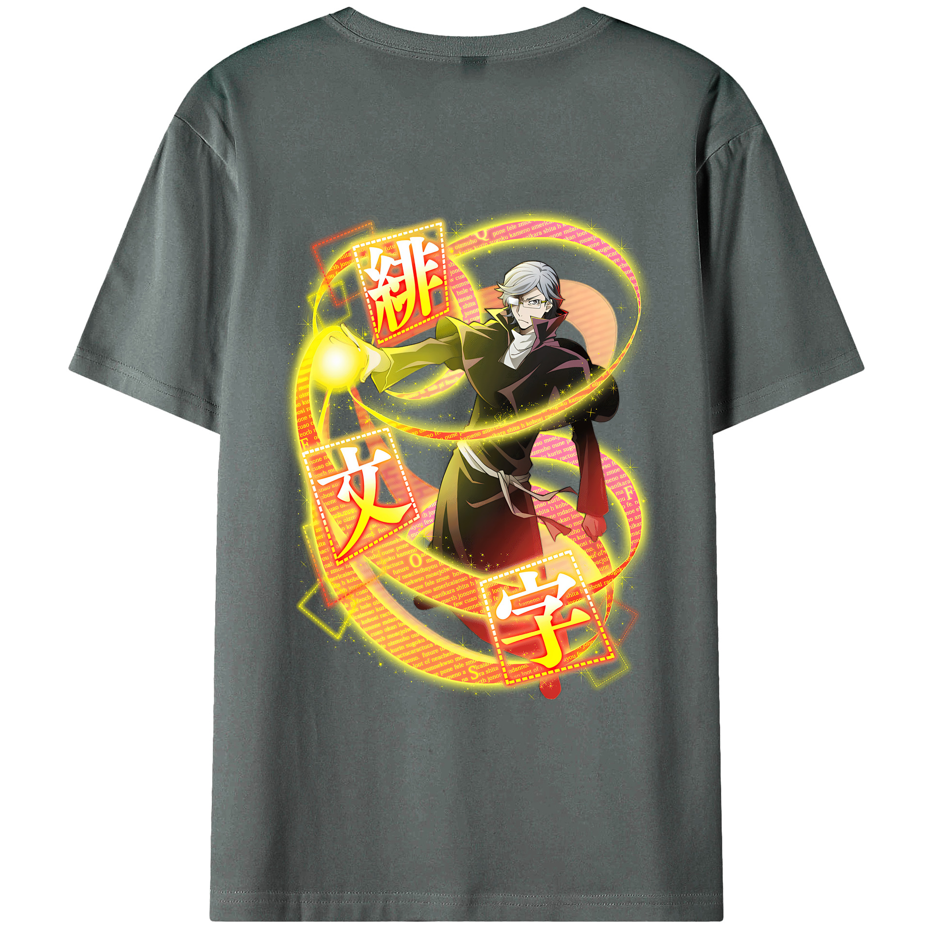 （画像用） 文豪ストレイドッグス Bungo Stray Dogs 綿100％ メンズ半袖Tシャツ（バックプリント） 通気性